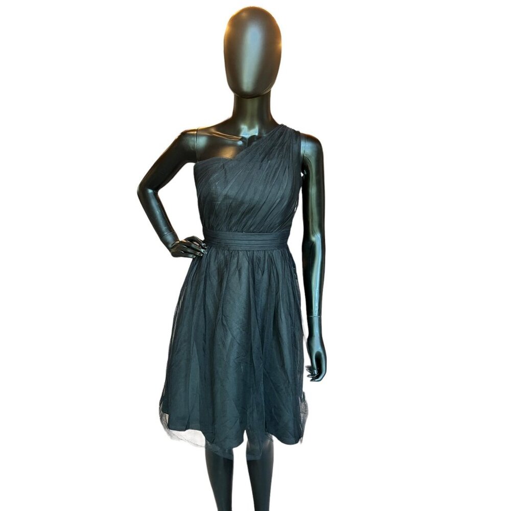 Black Tulle One Shoulder Short Dress - Davids Bridal - Picture 2 of 5